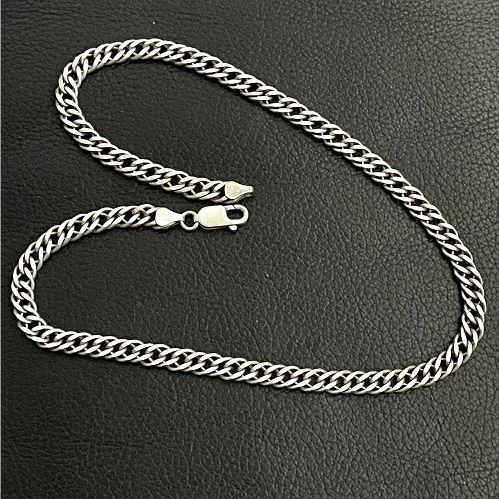 Vintage .925 Sterling Silver Italian Double Dual Curb link necklace chain